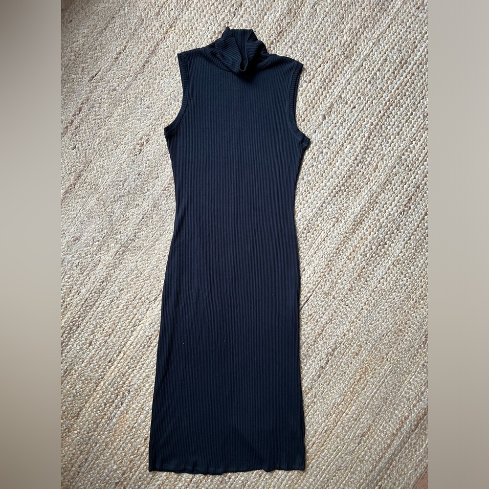Anthropologie Black Cowl-Neck Sleeveless Midi Dress Size Small